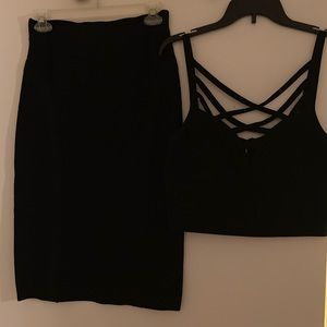2 Pc Black skirt and cropped top